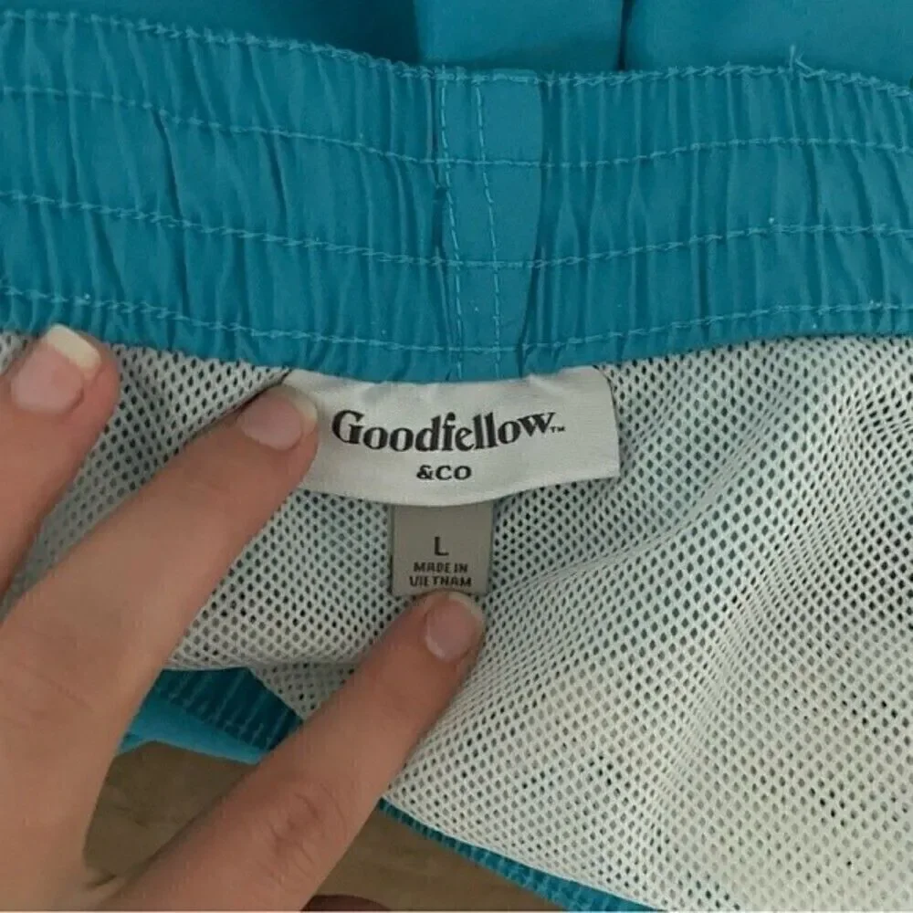 Goodfellow & Co shorts mens bright blue lined swim trucks large new